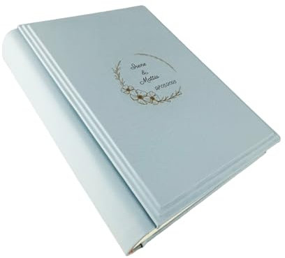 Fotoalbum - Elios Soft - handgefertigte Herstellung aus Kunstleder, personalisierbar mit Gravur. Ideal für Hochzeiten, Jubiläen und alle Veranstaltungen (Blauer Himmel)
