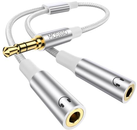 MOSWAG Audio Splitter Adapter, kopfhörer Splitter 1 auf 2 Klinke Stereo Audio Y Cable Earphone Jack Adapter kopfhörer Splitter für Samsung PS4 Switch Tablets PC Laptop MP3