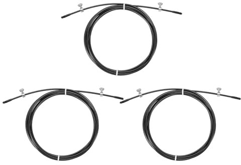 PATIKIL 10Ft Speed Jump Rope Replacement Cable, 3 Pcs 2.5mm Professional Skipping Rope Steel Wire Replace for High Speed Jump Ropes, Black