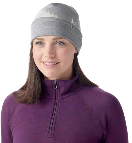 Smartwool Standard-Thermo-Merino-Mütze mit Bündchen, wendbar, hellgrau, neblige Kiefern