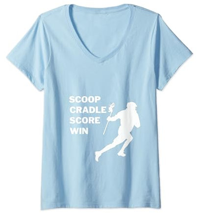 Scoop, Cradle, Score, Win - Lacrosse Apparel T-Shirt mit V-Ausschnitt