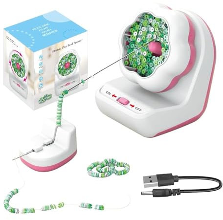 mumisuto Elektrischer Perlendreher, Tonperlen-Spinner für die Schmuckherstellung, Rocailles-Spinner mit 3 Nadeln und 1 Faden, Spinner-Maschine für DIY-Schmuckherstellung, Armbänder, Halsketten