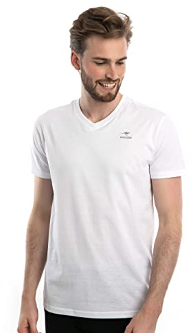 ROADSIGN australia Herren T-Shirt mit V-Ausschnitt, 100% Baumwolle (2-er Pack) weiß, L