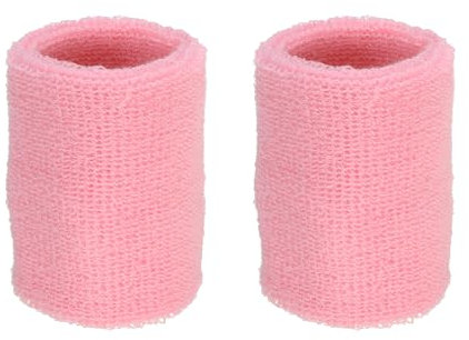PATIKIL 2 Packung Schweißbänder Handgelenk 8x10cm Weiche Verdickte Baumwolle Fitness Arm Schweißband für Tennis Basketball Fußball, Rosa