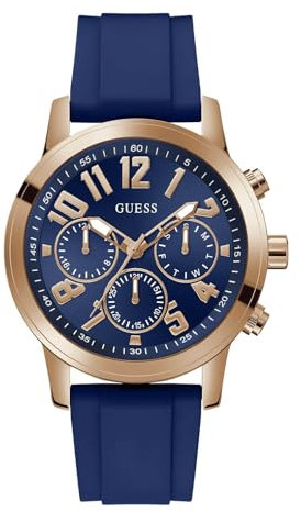 Guess Hommes Analogique Quartz Montre avec Bracelet en Silicone GW0708G3