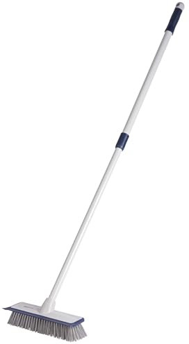 Beldray LA034009FEU7 Deep Clean 2 in 1 Sweeping Brush – Built-In Squeegee, Durable Non-Scratch Bristles, Extendable Handle, Rubber Bumper to Protect Skirting Boards, For Textured Floors, Tiles & Grout