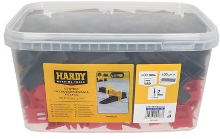 HARDY Système de nivellement pour carreaux - Clips 2 mm 300 pièces + cales 100 pièces - godet
