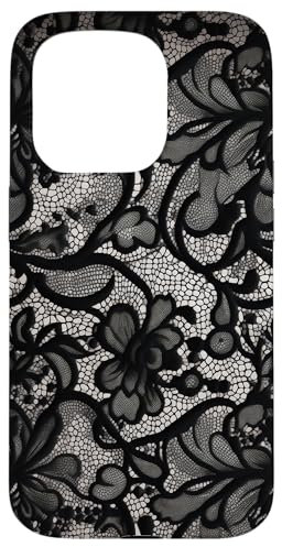 iPhone 15 Pro Black Lace Vintage Pattern Case