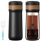 NOTSEK Portable Coffee Maker, 12oz Stainless Steel French Press Travel Mug, BPA Free Travel Coffee Maker Coffee Mug with Sponge Bottle Brush for Traveling Camping and Office, Black