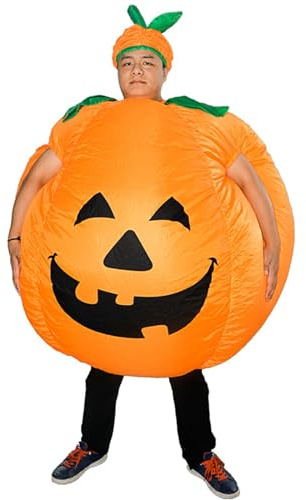 Halloween Kürbis Kostüm für Erwachsene Herren aufblasbare Kürbis Cosplay Kleidung+Hut+Aufblaspumpe Halloween Party Fancy Dress Up