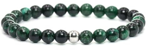 Echtes Smaragd Edelstein Armband mit 6mm Perlen - verschiedene Längen - Heilstein Schutzstein Talisman Glücksbringer Geschenk (Smaragd, 14CM)