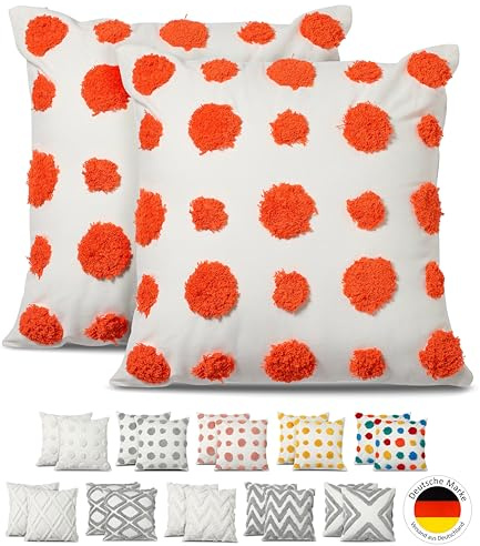 Emilie-Textil: 2er Set Boho Zierkissenbezüge, 100% Baumwolle, Deko Kissenbezug, Kissenhülle verschiedenen Mustern, Stilvoll, Gemütlich und Ethno-Chic