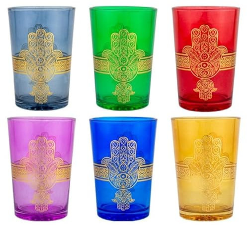 12 Teegläser Trinkgläser Gläser Set Orientalisch Hand der Fatima Multi