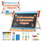FUNLIO 3-in-1 Holz-Tischstaffelei für Kinder ab 3 Jahren (100+ Zubehör), Doppelseitige Magnet-Kindertafel, 3 Verstellbare Winkel, Mit Tafel, Whiteboard & Papierrolle, Faltbar - Blau