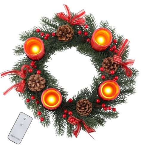 Gravidus Adventskranz mit LED Echtwachskerzen Weihnachtskranz Weihnachtsschmuck Deko