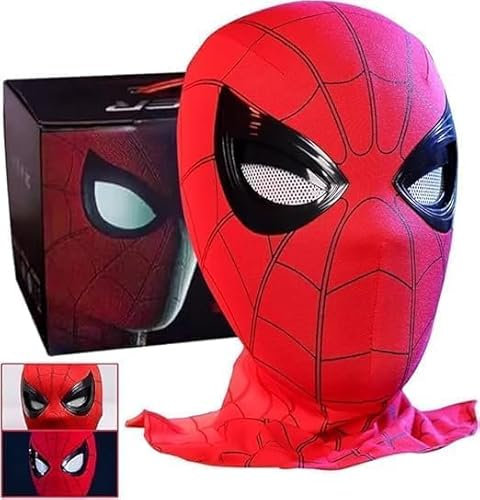 MAQRLT Spider Hero Maske mit beweglichen Augen, Vollgesichts-Kinnkontrolle, realistische Spider-Man-Maske, Kostüm für Cosplay