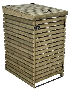 BinHaven slatted wheelie bin storage, wooden outdoor cover (Single)