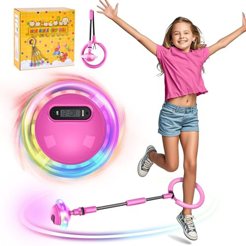 Charmofun Springring Fußkreisel, Swing Wheel mit Lichtrad, Blinkender Springring Fußkreisel mit Tragetasche, Jumping Ball Für Geschicklichkeitsspiele Für Kinder Oder Erwachsene
