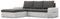 Mebligo - Ecksofa mit Schlaffunktion und Bettkasten Aurora, Eckcouch mit Ottomane Links, Sofa L Form (BxTxH) 243 x 200 x 92 cm, Couch Wohnzimmer, Ecke Sofa, Dunkelgrau + Grau (Samt und Kunstleder)