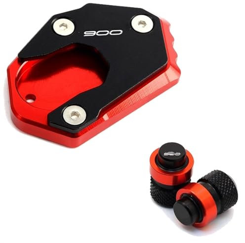 MNEUEQ Dauerhaft haltbar Motorrad Modifiziertes Zubehör Seitenständer Pad Vergrößerer Ventilkappen Für Z 900 900RS 2017-2022(Rosso,2)