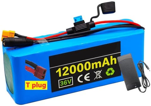 E-Bike Pedelec Akku 36V 12Ah 10S3P Fahrrad Li-Ionen-Akkupack, 36V 12Ah eingebauter BMS PVC-Akku 36V Elektro-Fahrrad Batterie für elektrisches Selbstausgleich Scooter mit Ladegerät T Plug,36V 12Ah