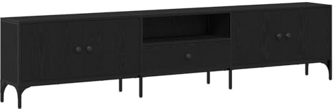 vidaXL TV-Schränk 200 x 25 x 44 cm Schwarz Eichen-Optik Holzwerkstoff | Viel Platz für all deine Dinge, Hat einen coolen, modernen Look, Hergestellt aus Holzwerkstoff, also echt stabil