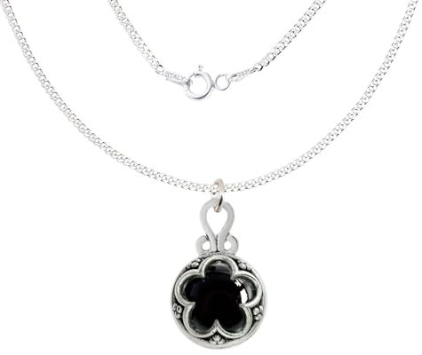 Only faith Collier avec amulette Gotland en argent sterling 925, pendentif en pierre naturelle, amulette de protection, chaîne italienne de 45 cm, avec boîte cadeau, Pequeño, Argent, Pas de gemme