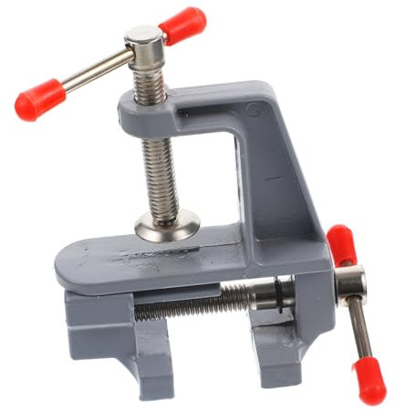 KONTONTY Mini Vise Jewelers Hobby Small Clamps Miniature Flat Woodworking Vice Craft Clamping Portable Bench Fixing Jewelry Making Grip Jig Welding Micro Table Vice Clamp Silver