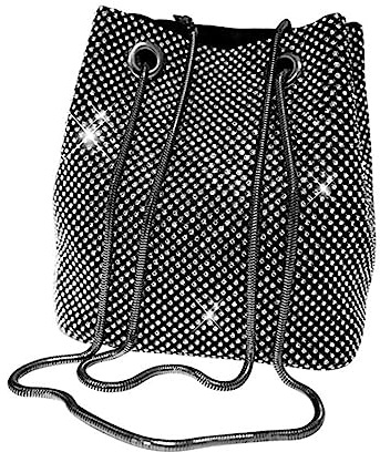 IMIKEYA Damen Strass Eimertasche mit Pailletten, Kleine Clutch für Partys | Dacron, Silberne Optik, Große Kapazität trotz Kompaktem Format, Passend für Familienfeiern und Abendanlässe