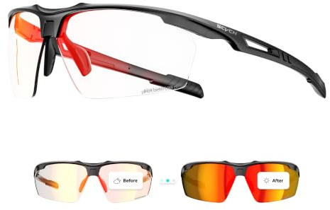 SCVCN Selbsttönende Fahrradbrille Damen Herren Radbrille S86 | Selbsttönend, UV400, verstellbare Nasenpads, flexibler TR90-Rahmen für Rennrad, MTB und Laufen