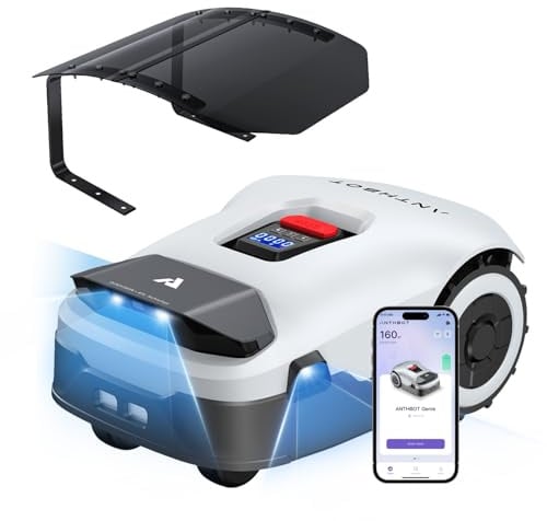 ANTHBOT Genie 1000 Mähroboter mit Einfacher Garage, Ohne Begrenzungskabel, RTK & 4-Kamera-Vision, KI-Hinderniserkennung, Präzise Navigation, Smarte App-Steuerung, Max. 2000 m²