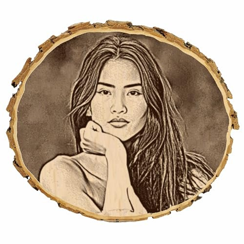 Kiwistar UG - Baumscheiben mit Foto & Gravur - 3 Größen - individuelle Fotogeschenke aus Erlenholz - personalisierte Geschenke für Männer und Frauen - Naturholz - Türschild