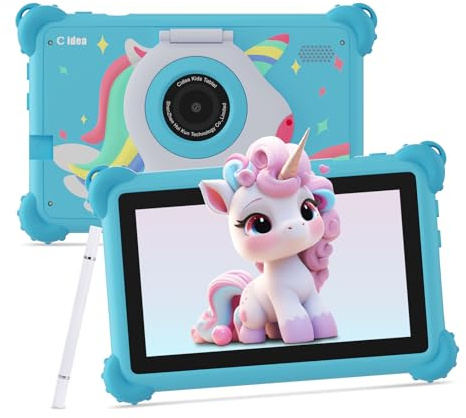 C idea Tablet für Kinder, Android 15, 7 Zoll, 1024 x 600, 6 GB (3 + 3) RAM + 32 GB ROM, Akku 2500 mAh, Apps für Kinder vorinstalliert, kompatibel mit WLAN und Bluetooth (blau)