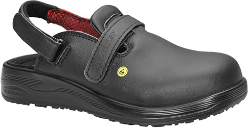 ELTEN Clog Mia Black ESD SB, Damen, Textil, Stahlkappe, leicht, klassisch 39, Schwarz