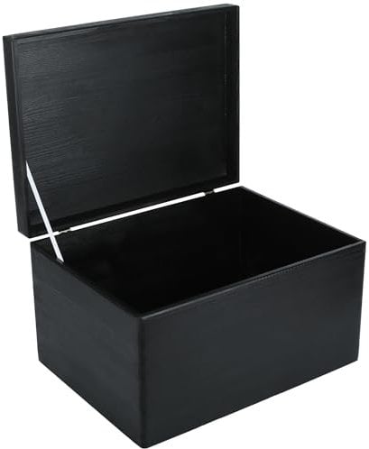 Creative DECO XXL Negro Grande Caja Madera Decorativa Almacenaje | 40 x 30 x 24 cm (+/-1cm) | con Tapa | Cofre Decorar Regalo Decoupage | Juguetes, Documentos, Objetos de Valor, Herramientas