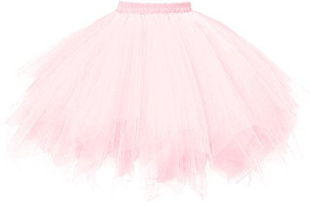 OBBUE Damen 1950er Vintage Ballett Blase Tutu Unregelmäßig Tüll Retro Petticoat Rosa-M