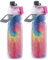 O2COOL 2 Pack Insulated Bottles with Fine Mist Function - Tie Dye, 20 oz