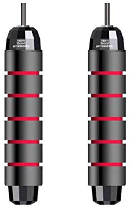 Bestgift Fitnessgeräte Fitness Anti-Rutsch Griffen Verschleißfest Für Workout, Crossfit, Boxen, Training Ausdauer & Abnehmen Sprungseil Springseil Rote Streifen 2,8 m