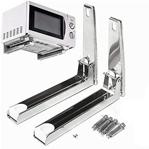 Hovico - Soporte universal de acero inoxidable para microondas, marco de soporte de acero plegable, estante de montaje en pared para horno microondas y horno, color plateado