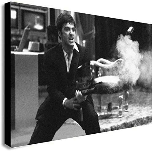 FAB Gerahmter Kunstdruck auf Leinwand, Motiv Scarface, Tony Montana. Verschiedene Größen (A3, 40,6 x 30,5 cm)