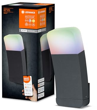 LEDVANCE Smarte LED Aussenleuchte für die Wand mit WiFi Technologie, Leuchte für Außen, RGB-Farben änderbar, dunkelgr. Aluminium, Kompatibel mit Google und Alexa Voice Control, SMART+ WIFI CURVE WALL