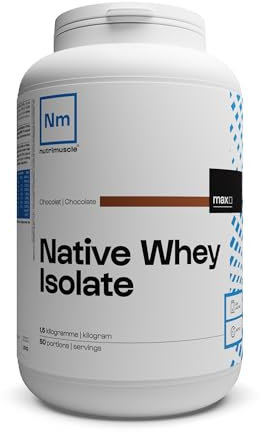 Isolat De Whey Native Low Lactose| Jusqu'à 90% de protéines • Lait français • Prise de Muscle • Musculation & Fitness | Nutrimuscle | Chocolat - 1,5kg