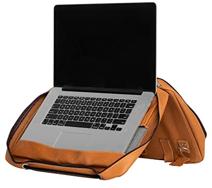 R-GO Viva Laptoptasche, 15.6 Zoll Notebooktasche, Vollnarbenleder (LWG-Zertifizierung), Integrierter Laptop-Ständer, Schultergurt, Braun