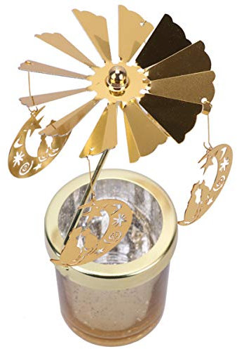 BESPORTBLE Drehbarer Teelichthalter Drehende Kerze Fee Kerze Duftkerzenhalter Kerze Windmühle Teelicht Karussell Leuchter Einhorn Kerzenständer Drehbare Kerzenständer Glas Metall Rotieren