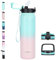 GOPPUS 1L/32oz Thermosflasche mit Strohhalm Doppelschicht Edelstahl Trinkflasche 1 Liter Isolierflasche Auslaufsicher Sport Wasserflasche Kohlensäure Water Bottle Trinkflaschen BPA-frei Wasser Flasche