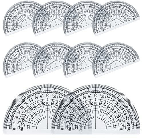 SZXMDKH Goniometro in plastica per misurazione dell'angolo, 180 gradi, 10 pollici, trasparente (10 pezzi goniometri)