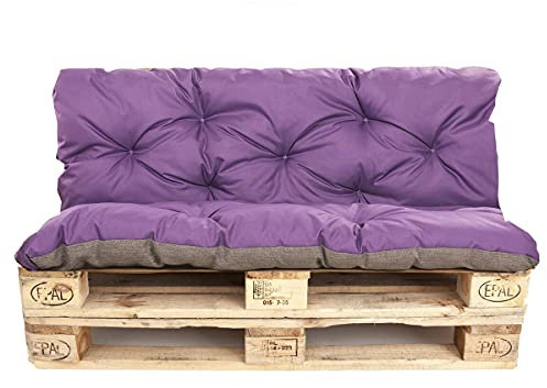 Palettenkissen Outdoor - Palettenkissen Set - Palettenkissen Set Indoor (Sitzkissen 120x80 +Rückenlehne 120x40, Violett)