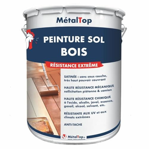Metaltop - Peinture Sol Bois - Rouge basque - RAL 3004 - Pot 5 L