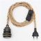 E27 Vintage Lampenkabel HäNgende Leuchte, Seil HäNgelampe, Lampenfassung Pendelleuchte mit Schalter und Stecker, Hanfseil Pendellampe Kit, DIY Einzelkopf Kabel Seil HäNgeleuchte, für Loft Lager (B)