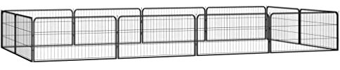 vidaXL 12-TLG. Hundelaufstall Schwarz 100x50cm Stahl Pulverbeschichtet
